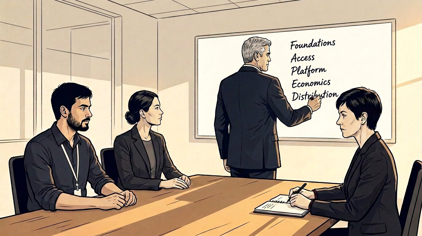 Richard writing five words on a whiteboard